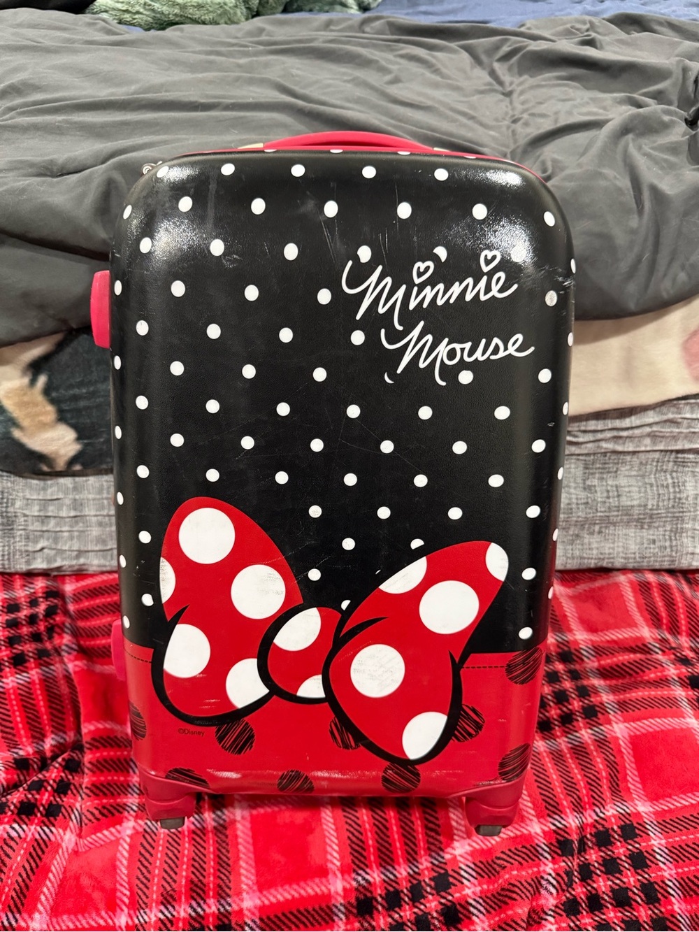 Disney Minnie Mouse Red & Black Polka Dot Rolling Carry on -